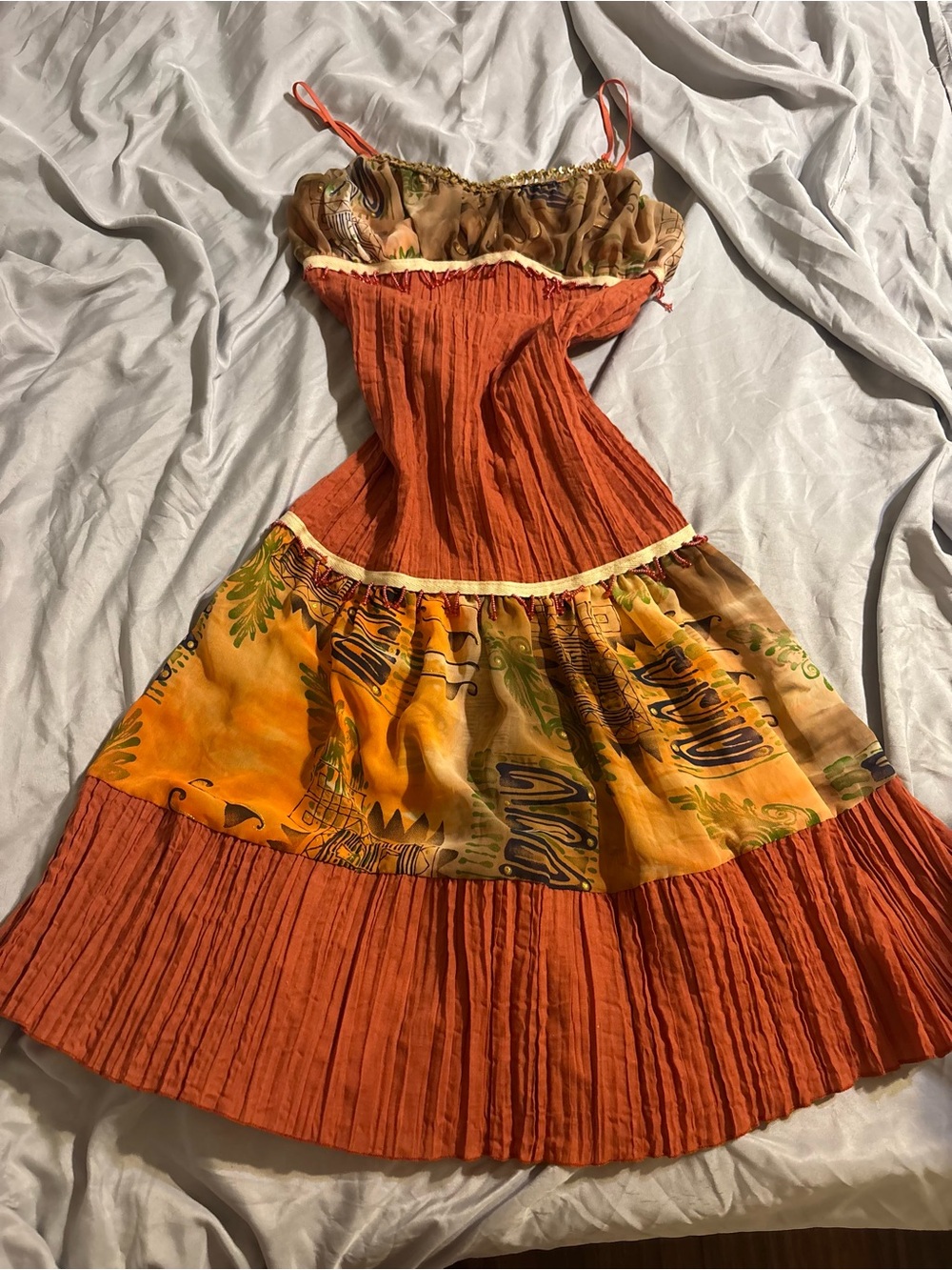Women's Orange & Yellow Tiered Sundress